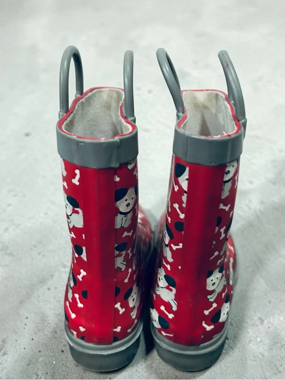 Nomad Splashy Playful Puppies Kids Rain Boots Size 10 Red With Puppy Pattern